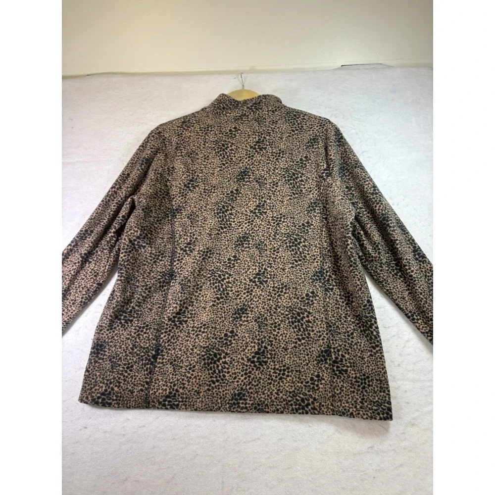 Lands End Anyweather Fleece Quarter Zip Pullover Womens XL Animal Print 1/4 Zip